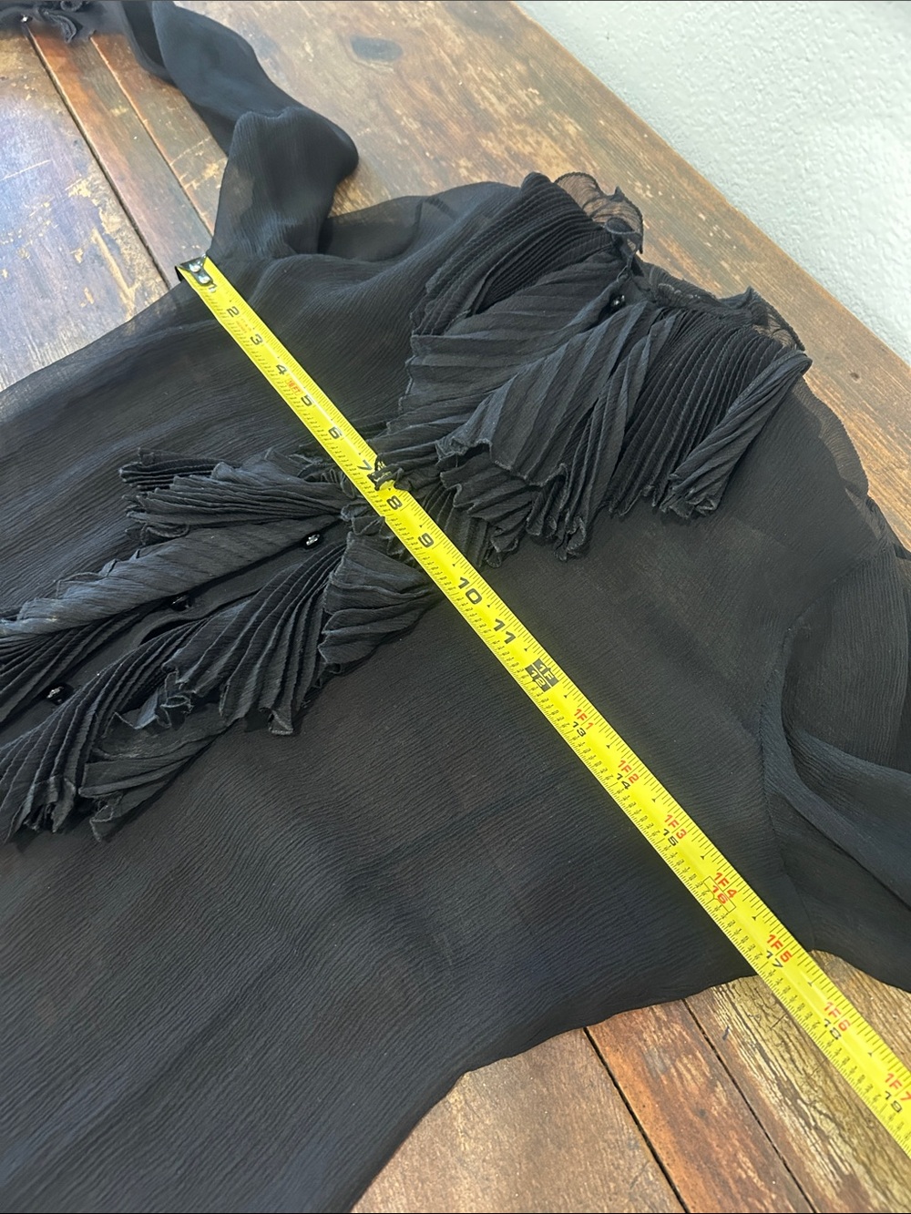 Ralph Lauren Black Label silk ruffle button down blouse black S - Picture 11 of 14